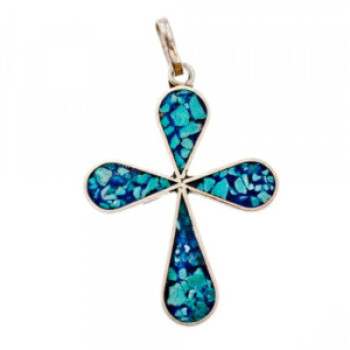 925 Sterling Silver Enamel Cross Pendant