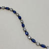 925 Sterling Silver Blue Spinel & CZ Bracelet Size 7.5 IN