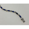925 STERLING SILVER BLUE SPINEL & CZ BRACELET SIZE 7.5 IN
