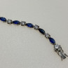 925 Sterling Silver Blue Spinel & CZ Bracelet Size 7.5 IN