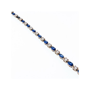 925 STERLING SILVER BLUE SPINEL & CZ BRACELET SIZE 7.5 IN