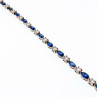 925 Sterling Silver Blue Spinel & CZ Bracelet Size 7.5 IN