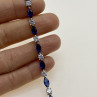 925 Sterling Silver Blue Spinel & CZ Bracelet Size 7.5 IN