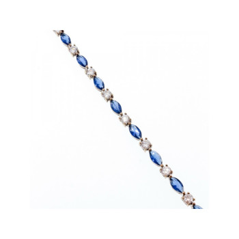 925 STERLING SILVER BLUE SPINEL & CZ BRACELET SIZE 7.5 IN