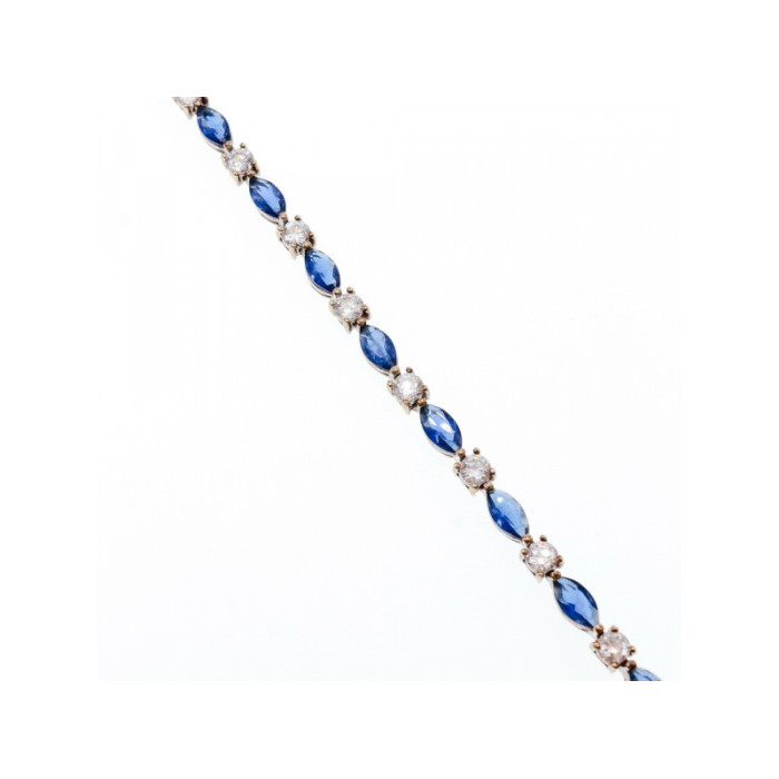 925 STERLING SILVER BLUE SPINEL & CZ BRACELET SIZE 7.5 IN