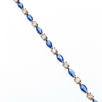 925 Sterling Silver Blue Spinel & CZ Bracelet Size 7.5 IN