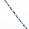 925 Sterling Silver Blue Spinel & CZ Bracelet Size 7.5 IN