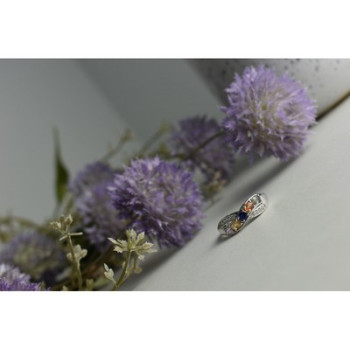 925 Sterling Silver Multi Gemstones Ring Size 9.5