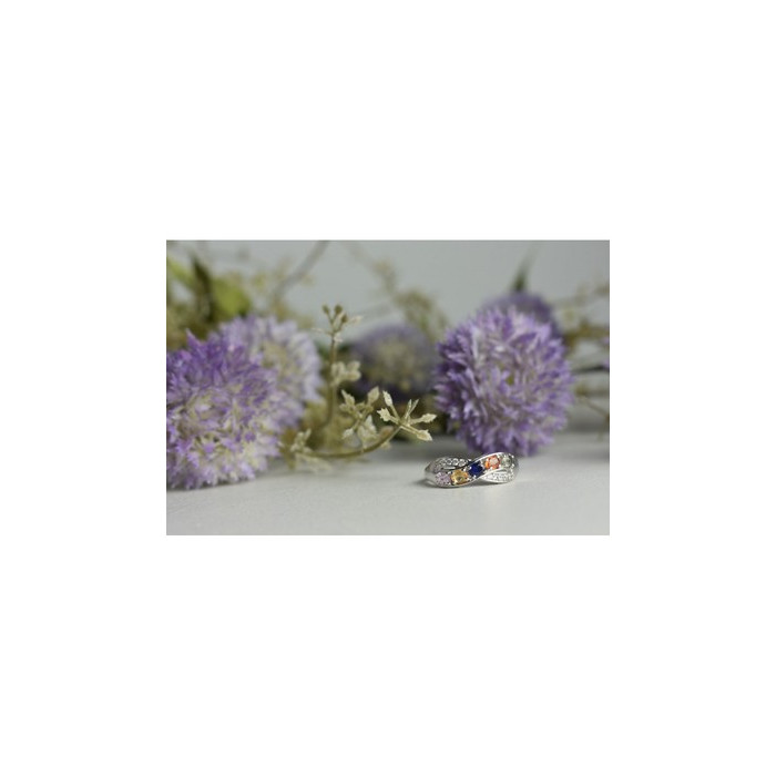 925 Sterling Silver Multi Gemstones Ring Size 9.5