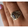 925 Sterling Silver Almandine Openwork Ring Size 10.25