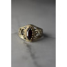 925 Sterling Silver Almandine Openwork Ring Size 10.25