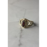 925 Sterling Silver Almandine Openwork Ring Size 10.25