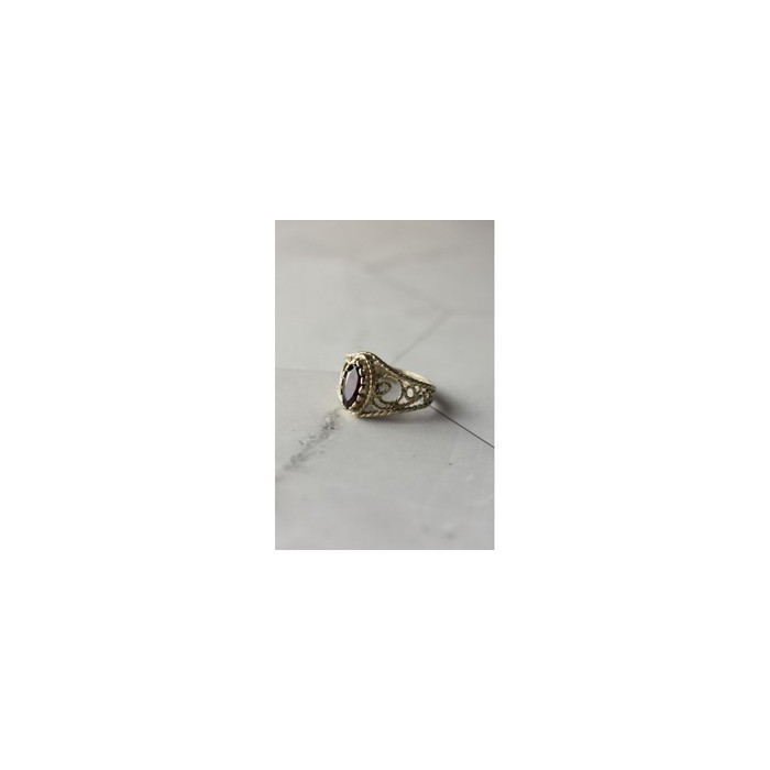 925 Sterling Silver Almandine Openwork Ring Size 10.25