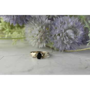 925 Sterling Silver Black Spinel Ring Size 8.5