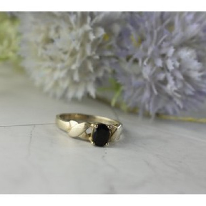925 Sterling Silver Black Spinel Ring Size 8.5