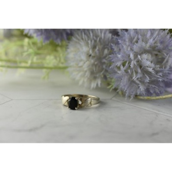 925 Sterling Silver Black Spinel Ring Size 8.5