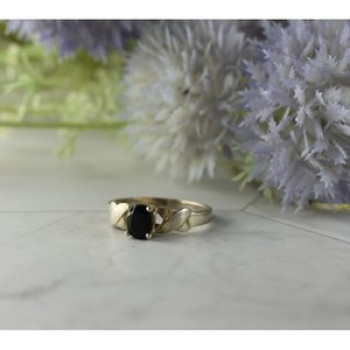 925 Sterling Silver Black Spinel Ring Size 8.5