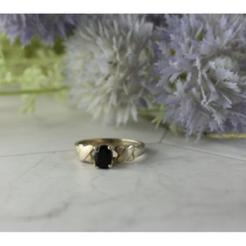925 Sterling Silver Black Spinel Ring Size 8.5