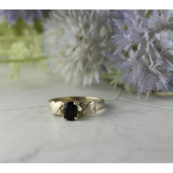 925 Sterling Silver Black Spinel Ring Size 8.5