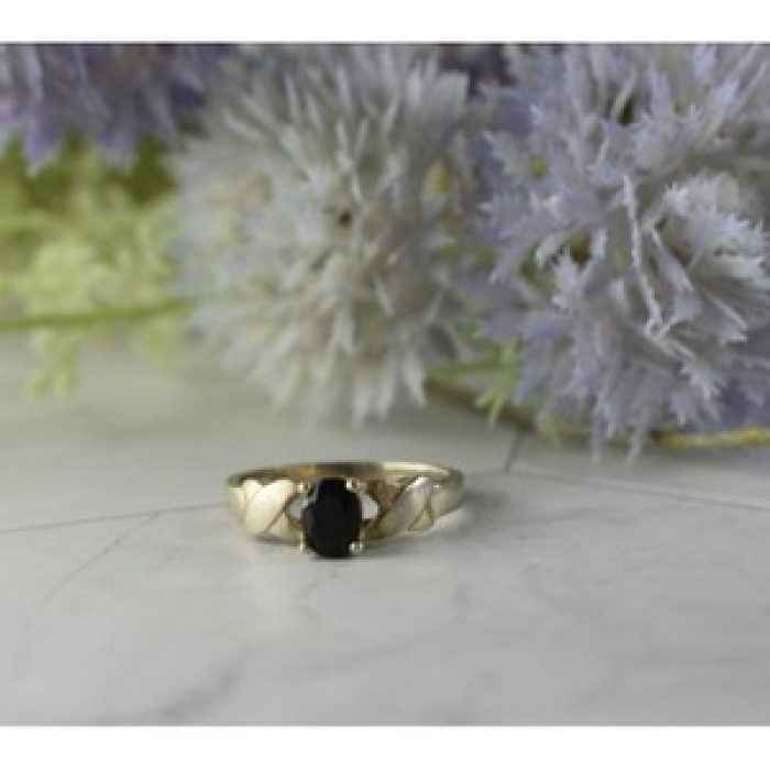 925 Sterling Silver Black Spinel Ring Size 8.5