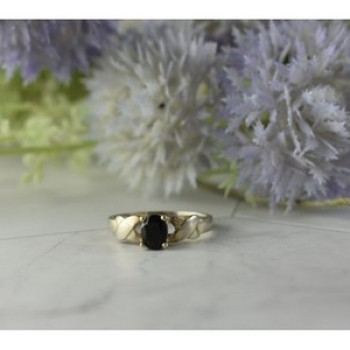 925 Sterling Silver Black Spinel Ring Size 8.5