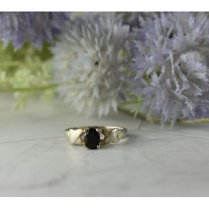 925 Sterling Silver Black Spinel Ring Size 8.5
