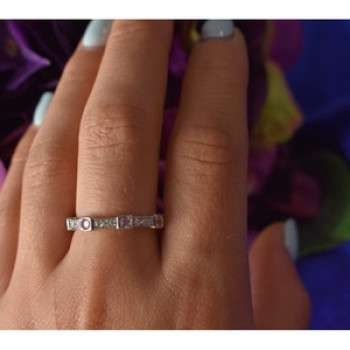 925 Sterling Silver Pink & White CZ Ring Size 10.25