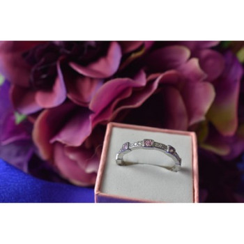 925 Sterling Silver Pink & White CZ Ring Size 10.25