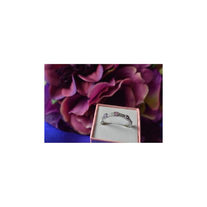 925 Sterling Silver Pink & White CZ Ring Size 10.25