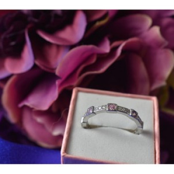 925 Sterling Silver Pink & White CZ Ring Size 10.25