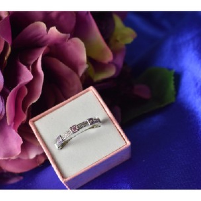 925 Sterling Silver Pink & White CZ Ring Size 10.25