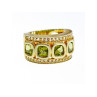 925 Sterling Silver Gold Plated Peridot & CZ Ring Size 7