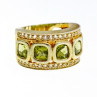 925 Sterling Silver Gold Plated Peridot & CZ Ring Size 7