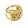 925 Sterling Silver Gold Plated Peridot & CZ Ring Size 7