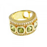 925 Sterling Silver Gold Plated Peridot & CZ Ring Size 7