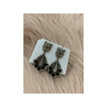 925 STERLING SILVER BLACK TOURMALINE (SHERL) & CZ SET