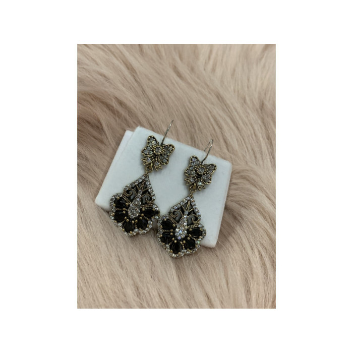 925 STERLING SILVER BLACK TOURMALINE (SHERL) & CZ SET