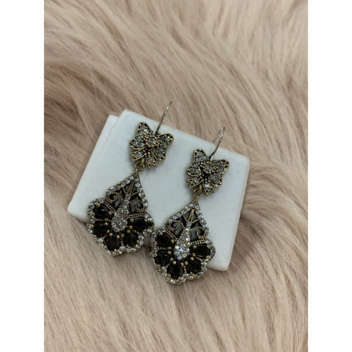 925 Sterling Silver Black Tourmaline (Sherl) & CZ SET