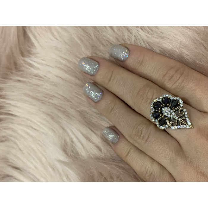 925 STERLING SILVER BLACK TOURMALINE (SHERL) & CZ SET