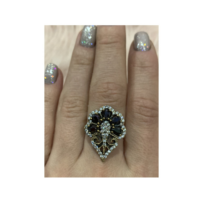 925 STERLING SILVER BLACK TOURMALINE (SHERL) & CZ SET