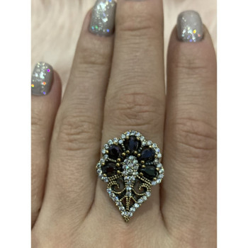 925 Sterling Silver Black Tourmaline (Sherl) & CZ SET