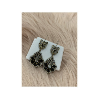 925 STERLING SILVER BLACK TOURMALINE (SHERL) & CZ SET