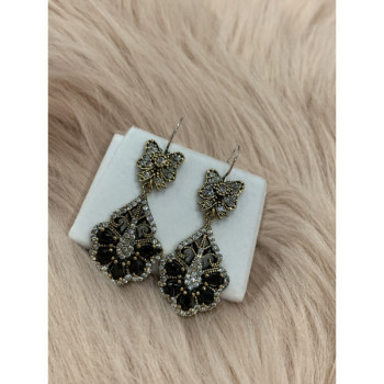 925 Sterling Silver Black Tourmaline (Sherl) & CZ SET
