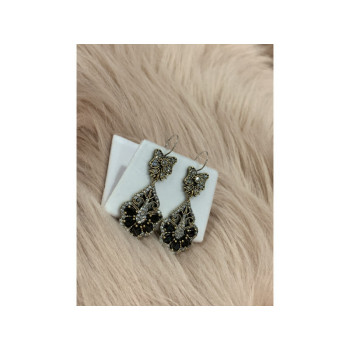 925 STERLING SILVER BLACK TOURMALINE (SHERL) & CZ SET