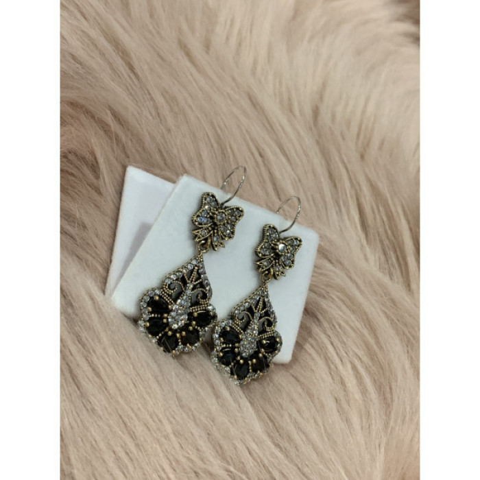 925 Sterling Silver Black Tourmaline (Sherl) & CZ SET