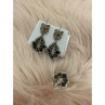 925 Sterling Silver Black Tourmaline (Sherl) & CZ SET