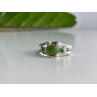 925 Sterling Silver Nephrite ( Jade ) & Emeralds Ring Size 8