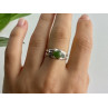925 Sterling Silver Nephrite ( Jade ) & Emeralds Ring Size 8