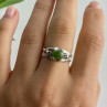 925 Sterling Silver Nephrite ( Jade ) & Emeralds Ring Size 8