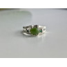 925 Sterling Silver Nephrite ( Jade ) & Emeralds Ring Size 8